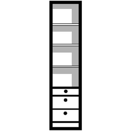Elément bibliothèque ouverte Mélamix avec 3 tiroirs en bas
