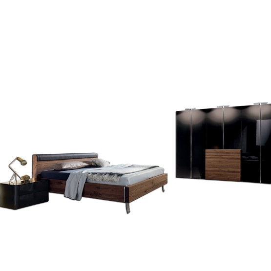 Chambre à coucher Hulsta Gentis gris brillant armoire avec élément design