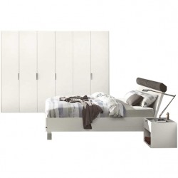 Chambre à coucher Hulsta Fena en blanc mat avec armoire 6 portes