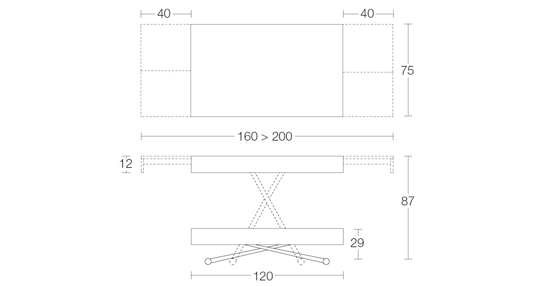 Table à hauteur variable Double avec allonges aux extrémités