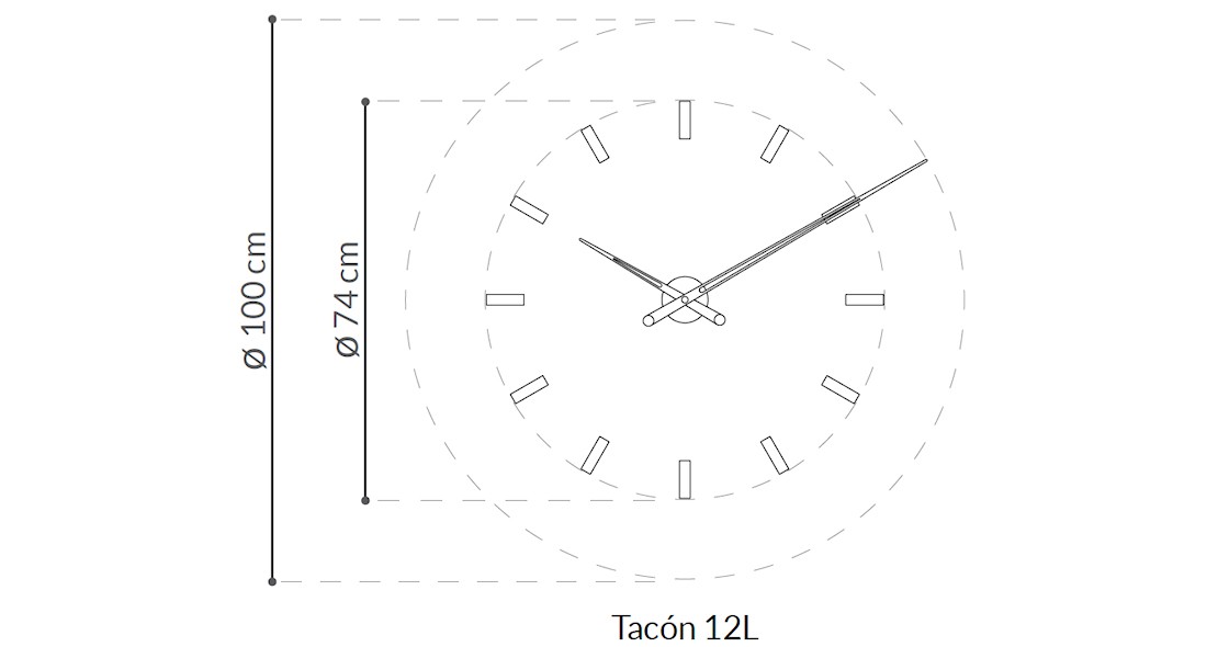 Horloge murale Tacon l nomon chromée