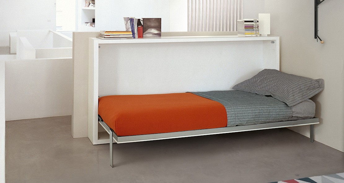 Meuble lit escamotable avec bureau repliable et couchage 85x200