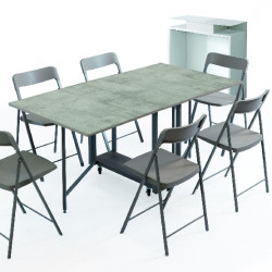 Ensemble ARCHIMEDE Console + Table pliable + 6 chaises pliantes Zeta