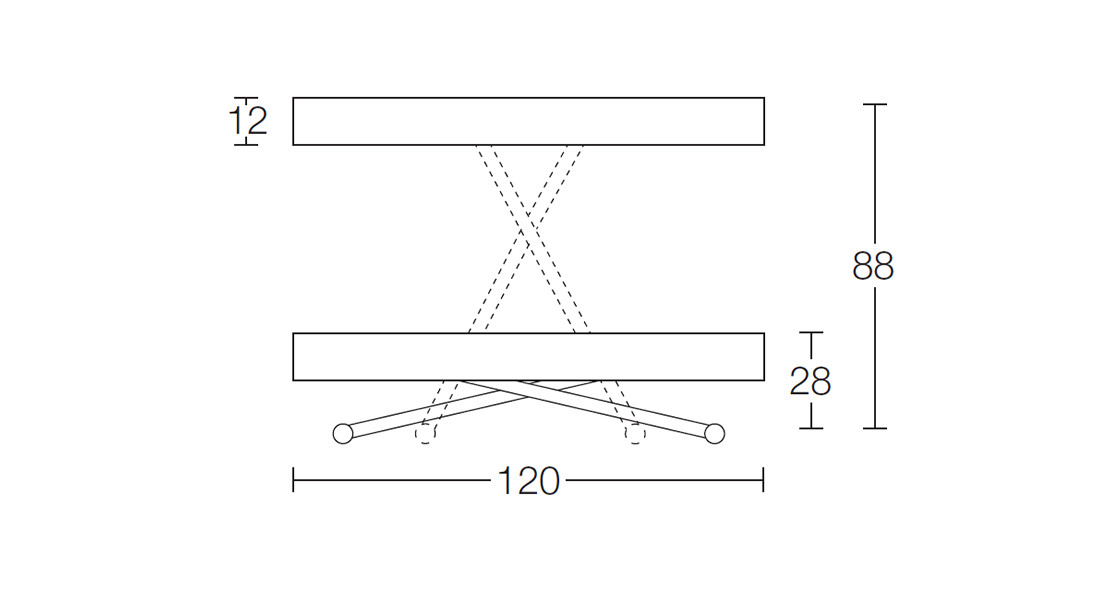 Table à hauteur variable Diario avec allonges incorporées